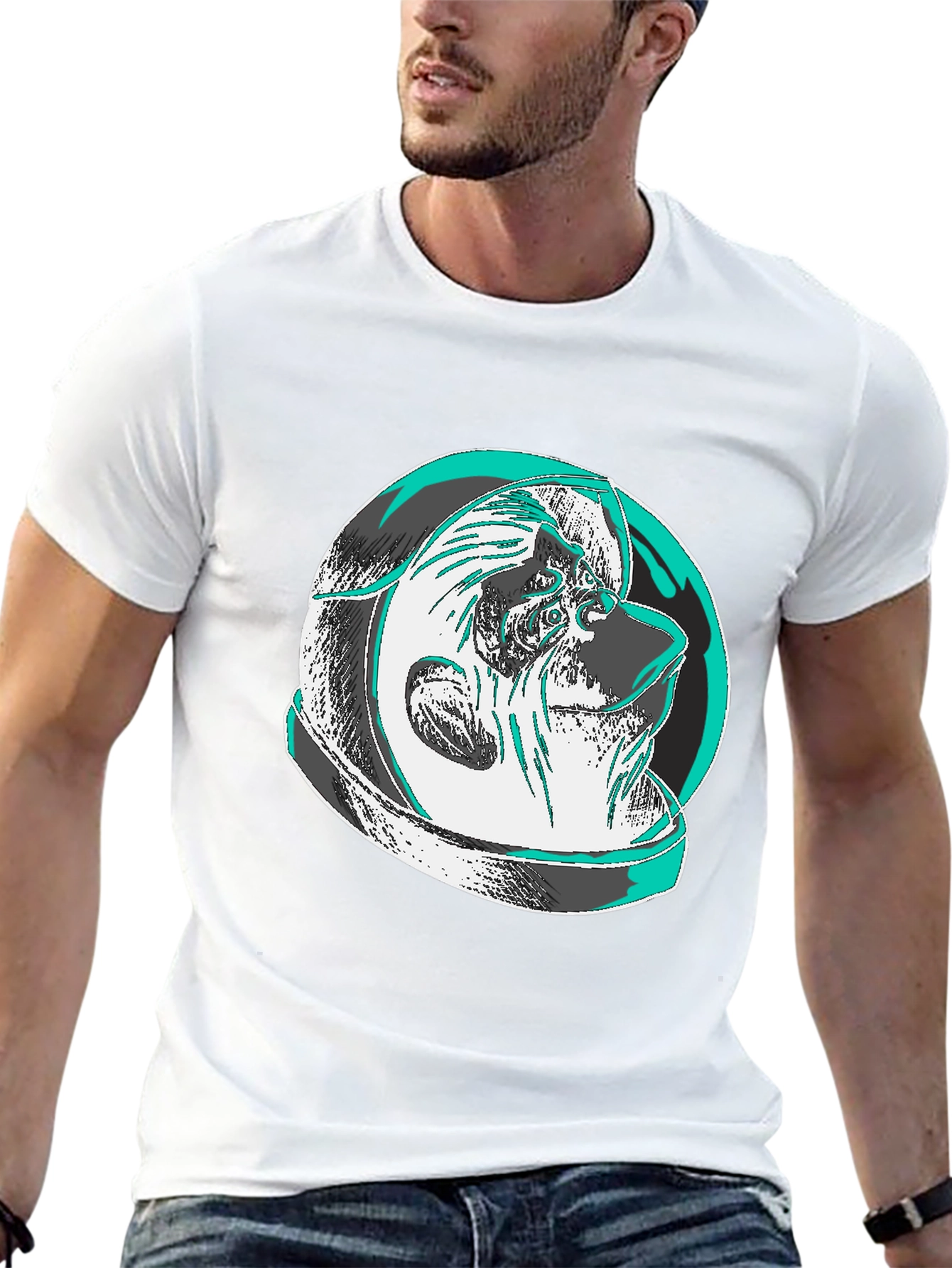 Modern Graphic Tee: Shar Pei Astronaut Design