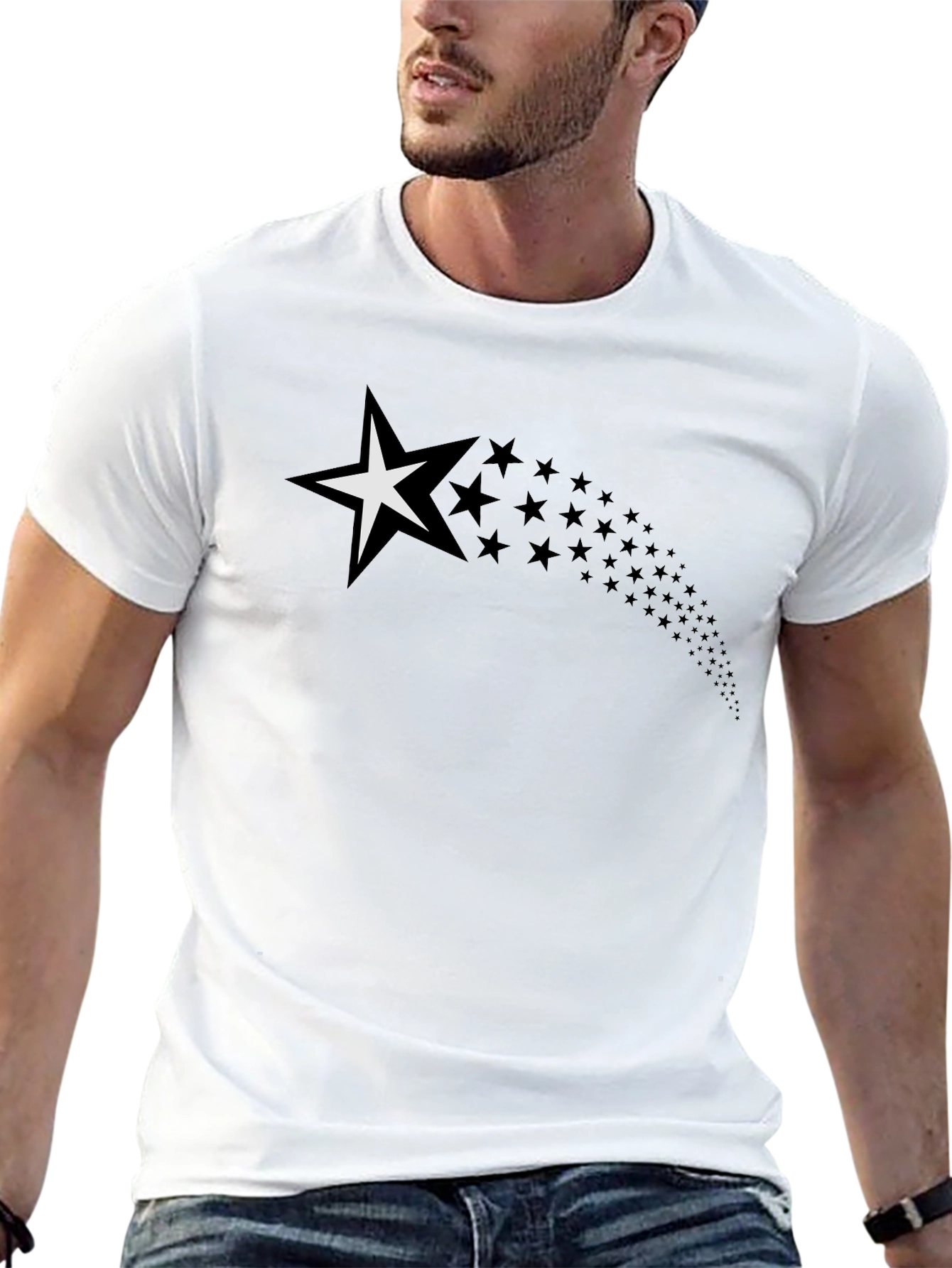 Shooting Star Graphic T-Shirt - Black Cotton Tee