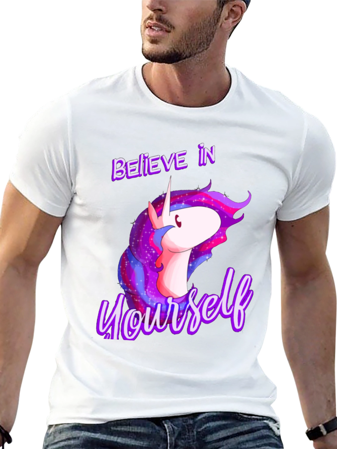 Believe In Yourself Unicorn Black T-Shirt