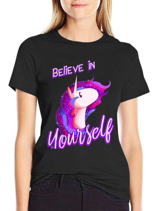 Believe In Yourself Unicorn Black T-Shirt