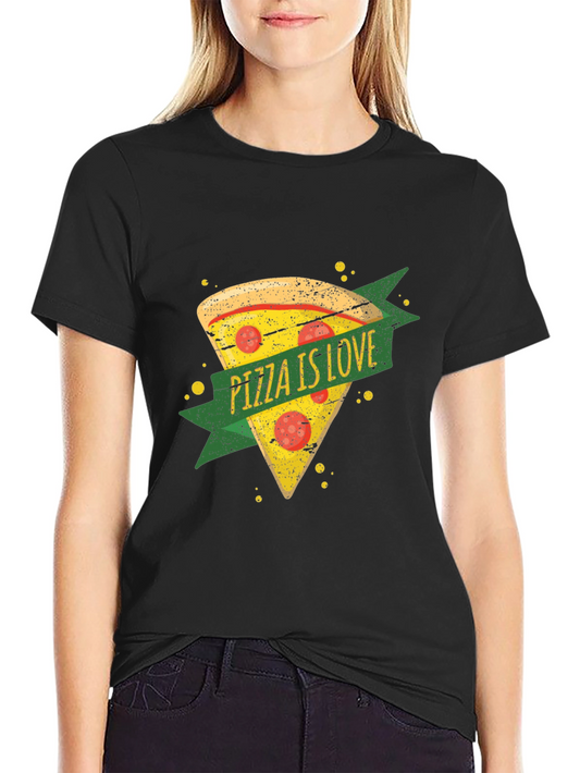 Pizza is Love Graphic T-Shirt - Black