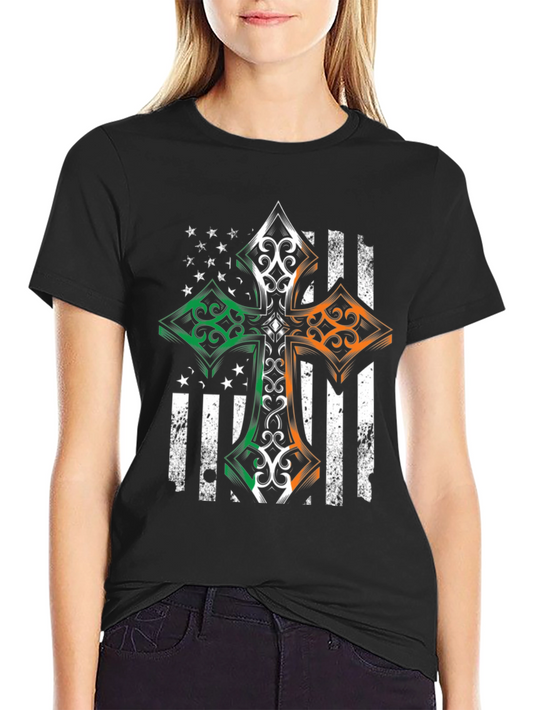 Irish American Flag Cross T-Shirt
