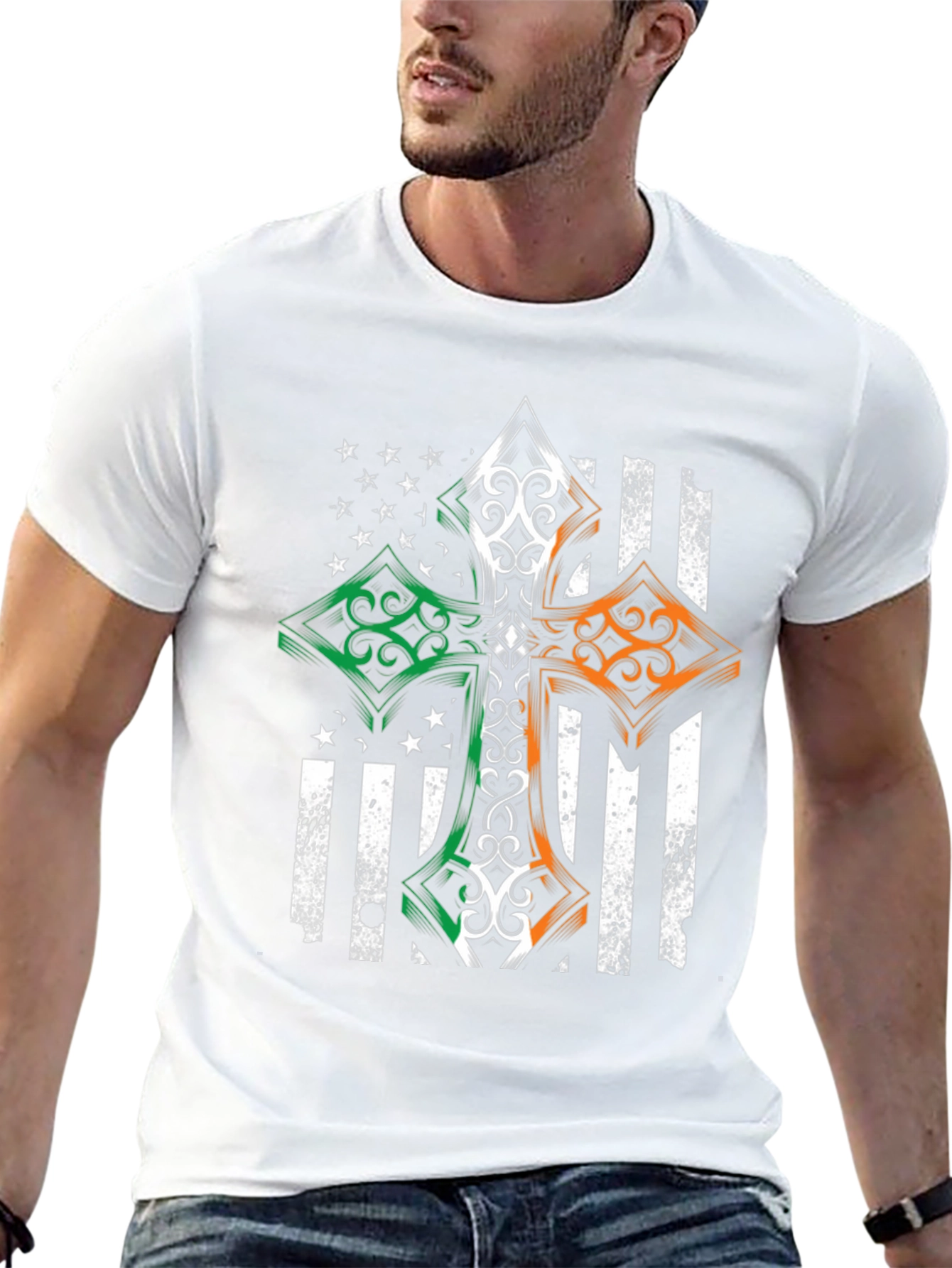 Irish American Flag Cross T-Shirt