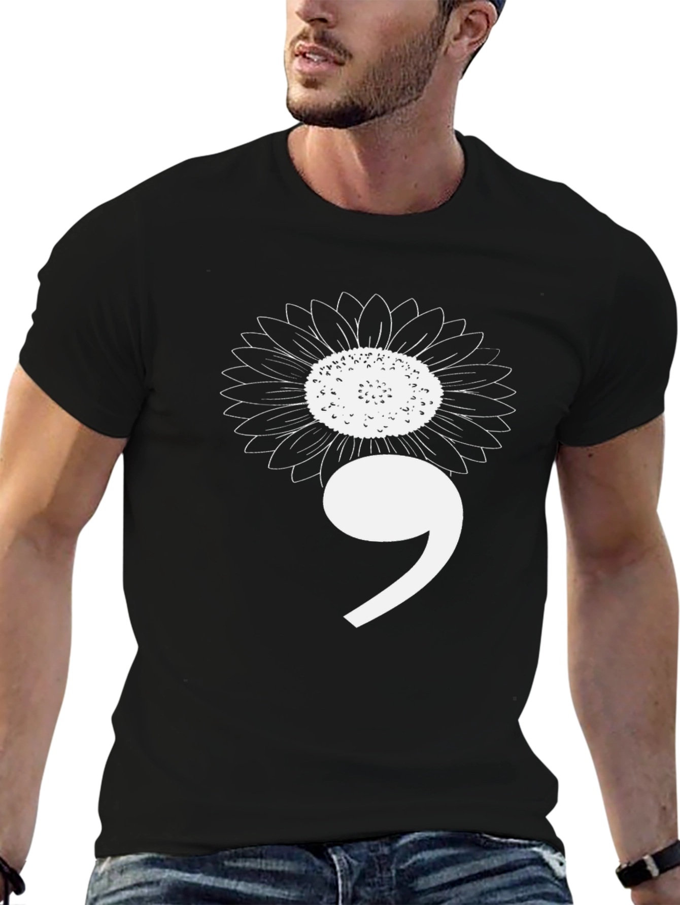 Semicolon Sunflower Graphic Tee - Mental Health Awareness