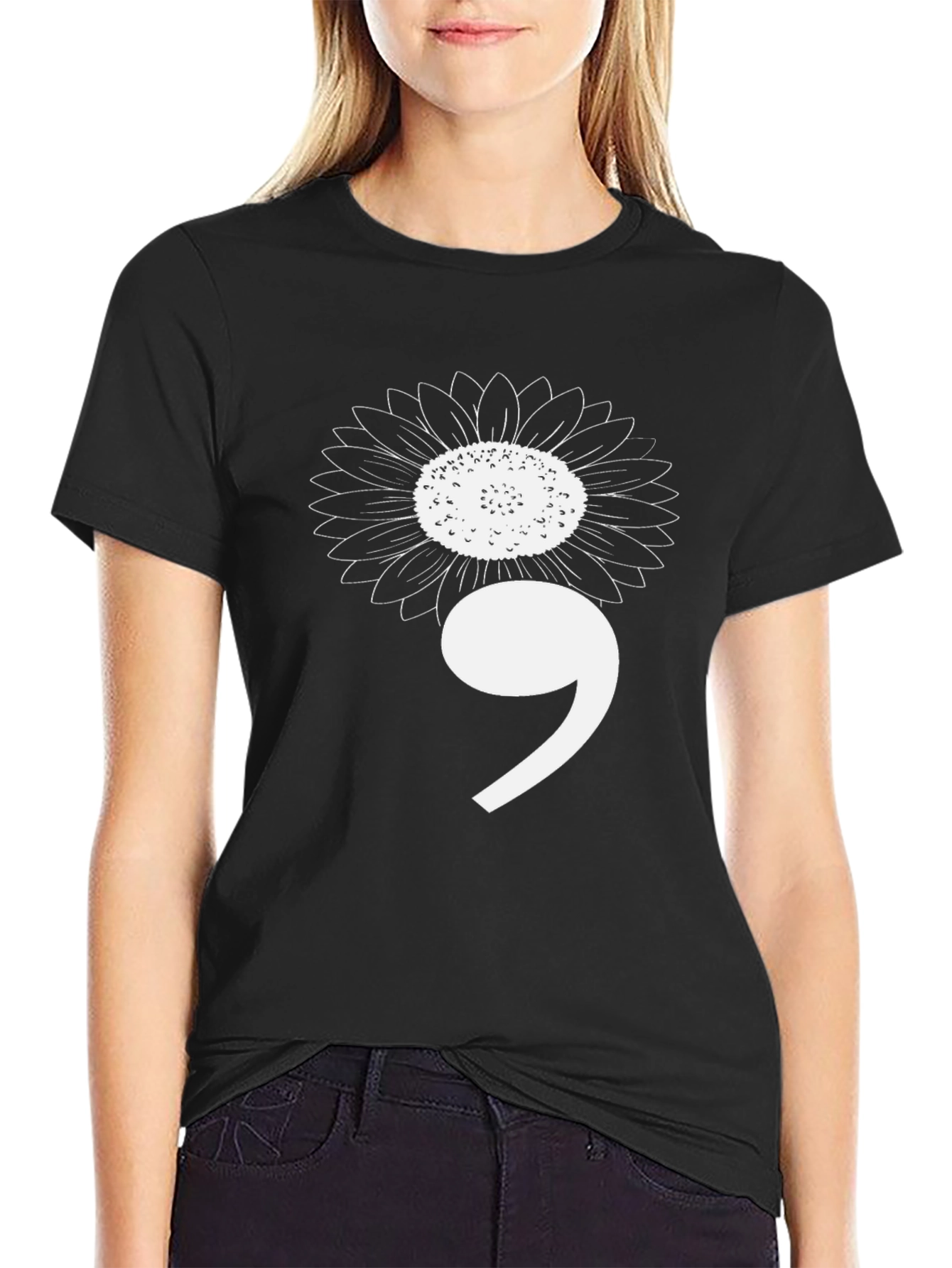 Semicolon Sunflower Graphic Tee - Mental Health Awareness