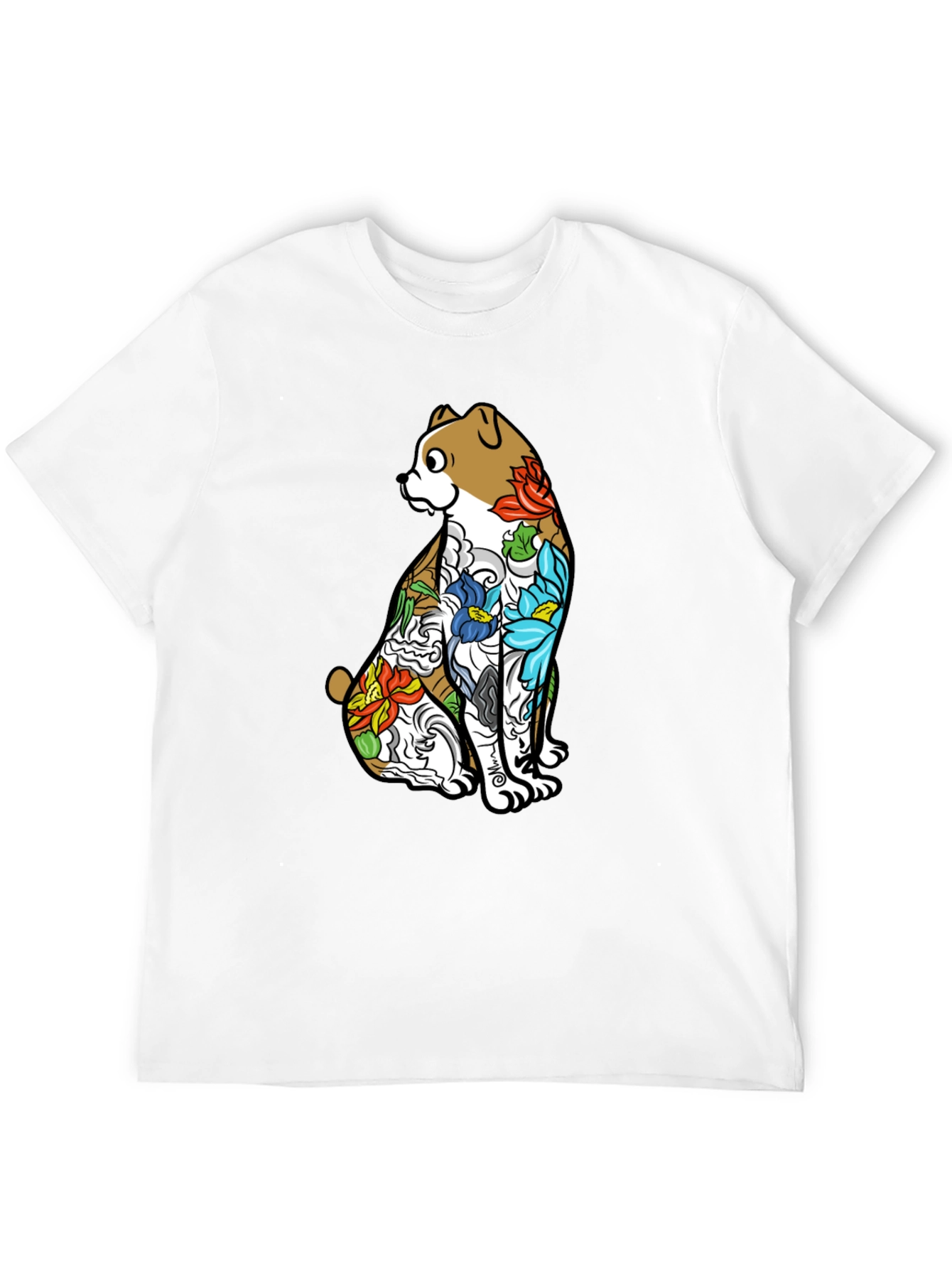 Dog Tattoo Art Graphic Black T-Shirt