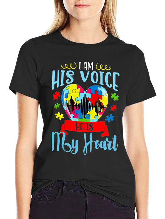 I Am His Voice He Is My Heart Autism Awareness T-Shirt