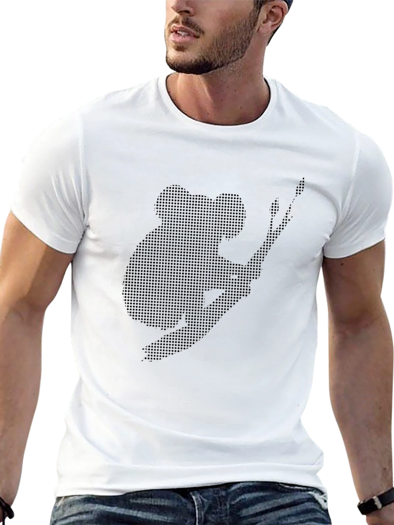 Koala Graphic Print Mens Black T-Shirt