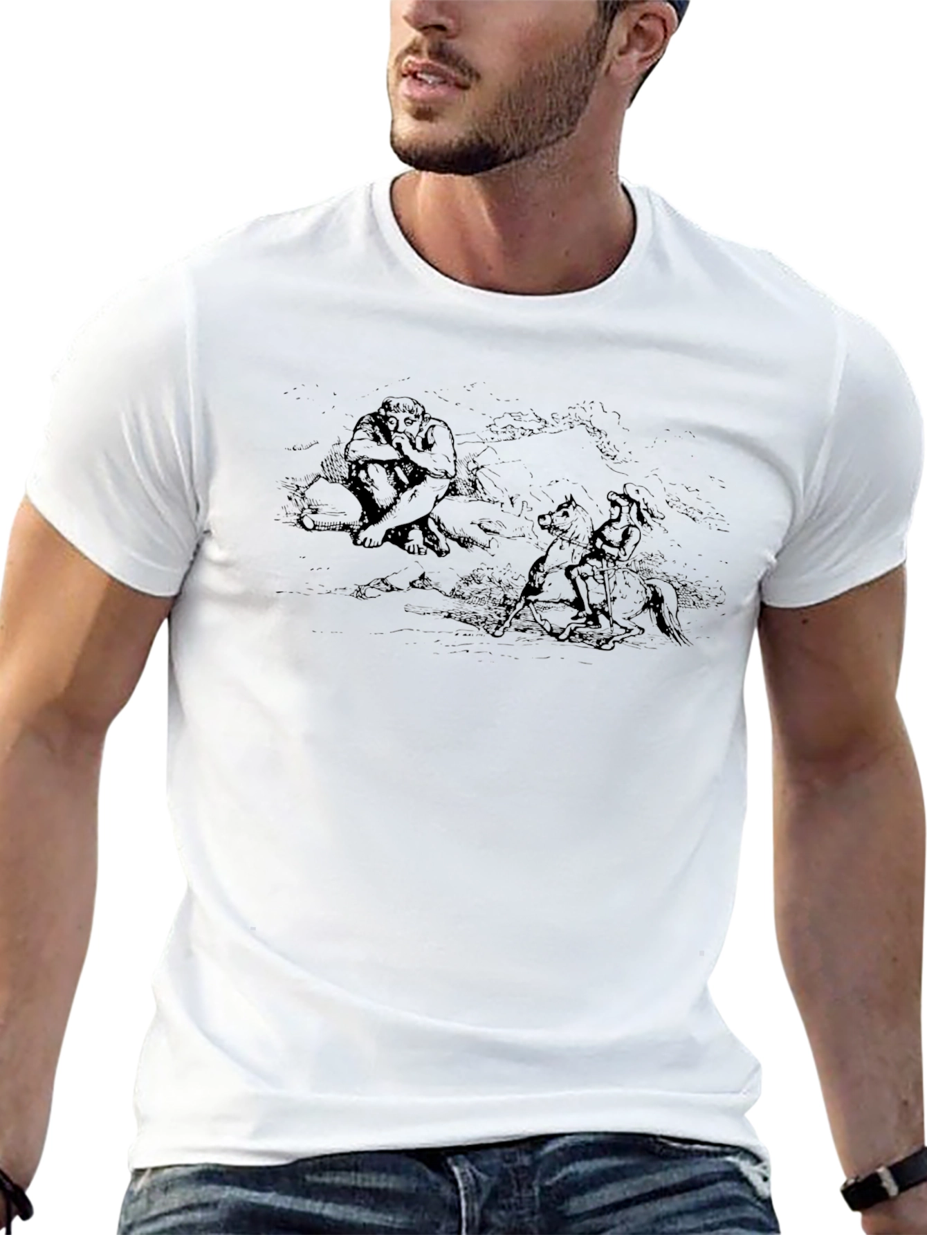 Philosophical T-Shirt: Black Tee with Existential Artwork