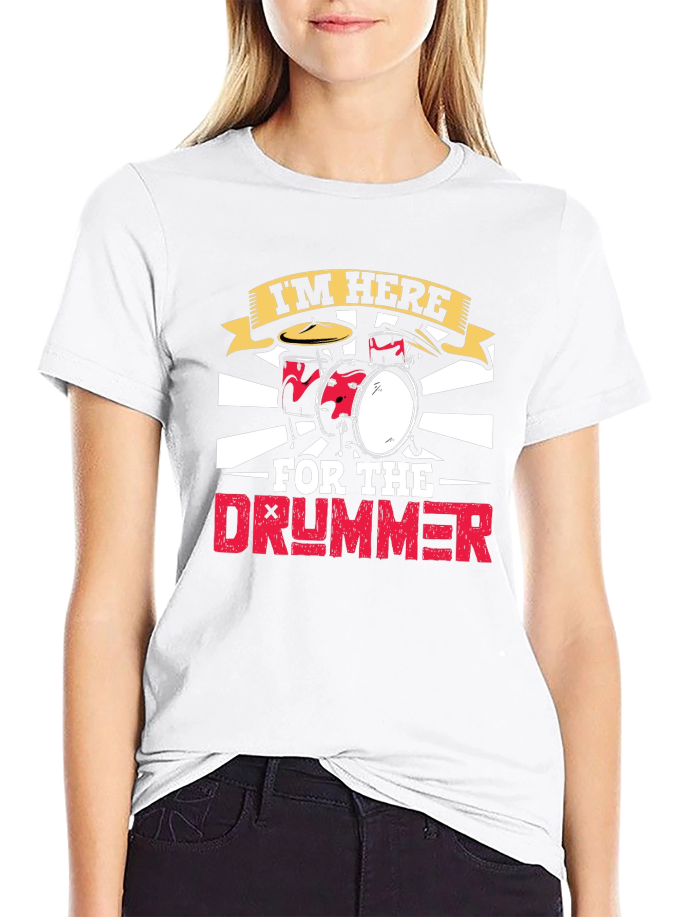 Im Here For The Drummer Black T-Shirt