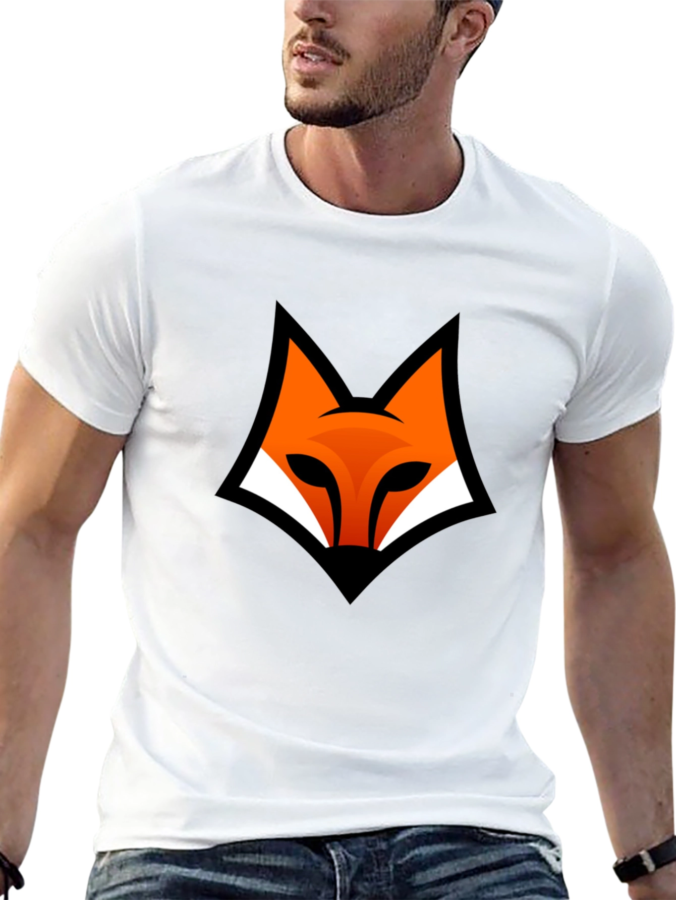 Modern Fox Logo Black Graphic Tee