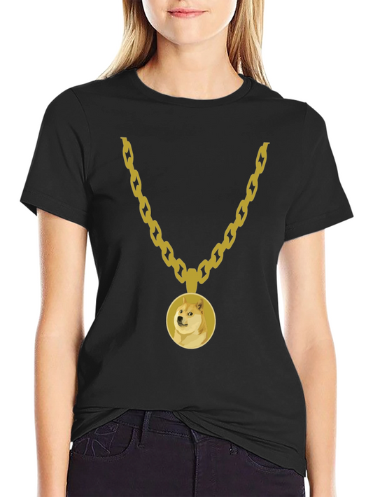 Doge Gold Chain Black Tee - Trendy Meme Apparel