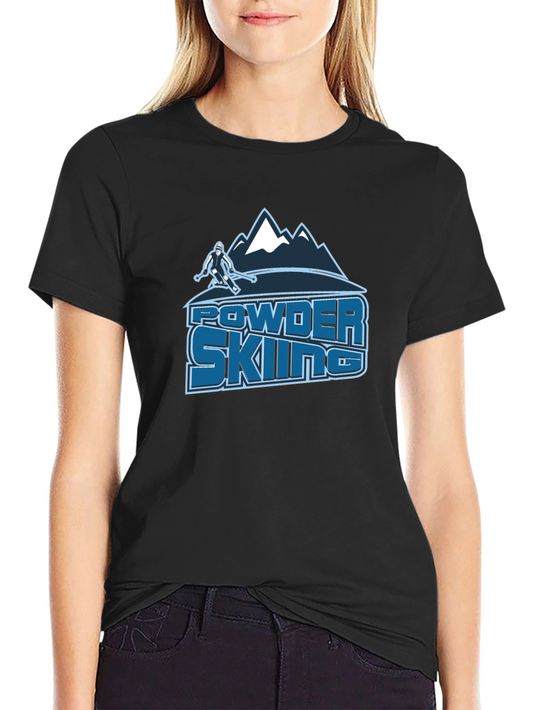 Powder Skiing Graphic Tee | Black Short Sleeve T-Shirt