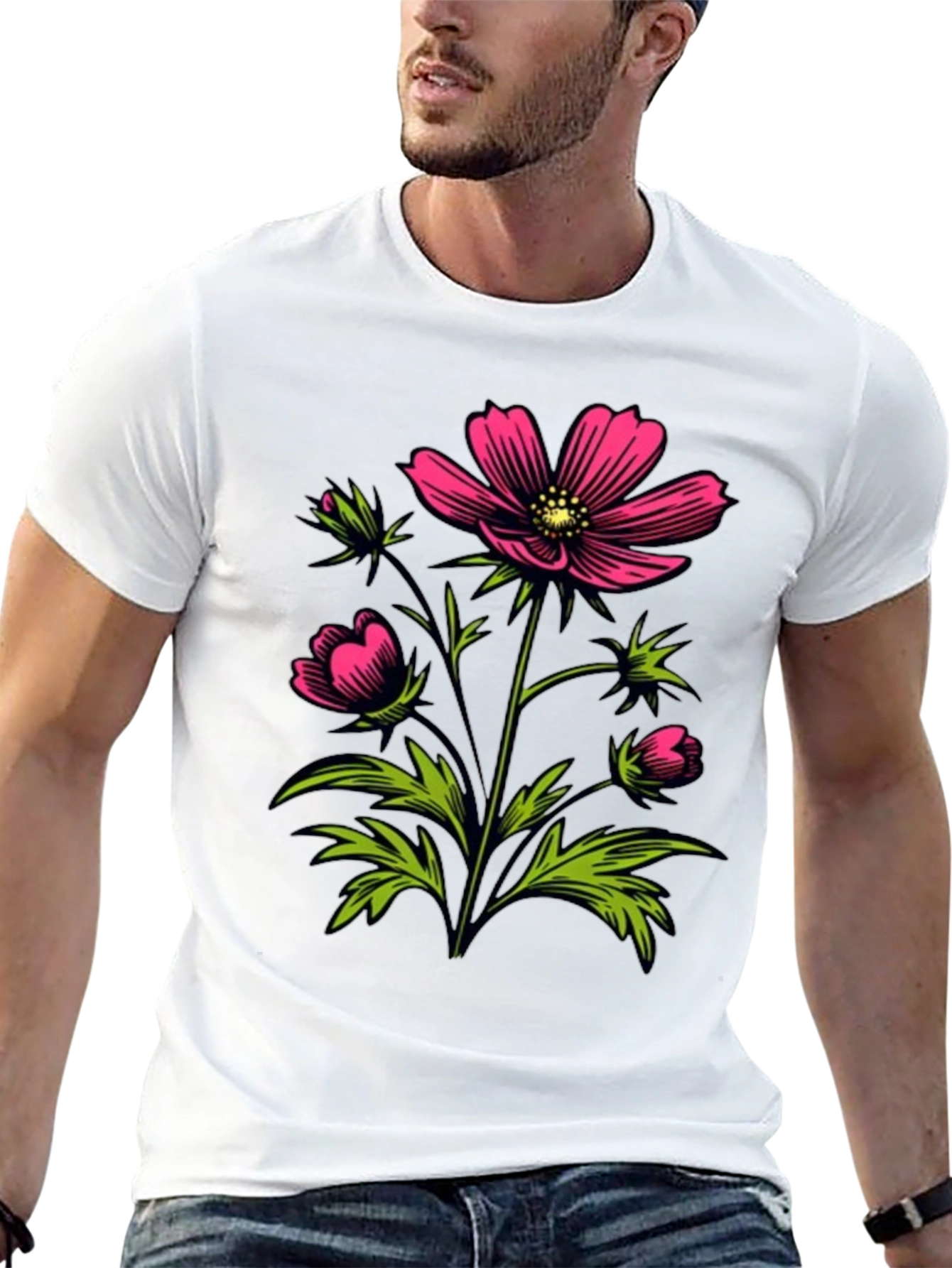 Floral Graphic Tee - Pink Flower Print