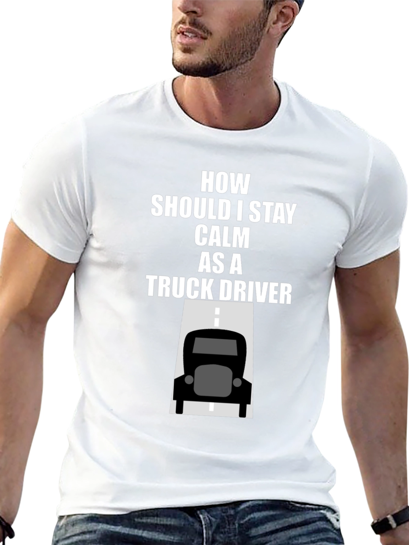 Calm Truck Driver T-Shirt - Black Cotton Graphic Tee