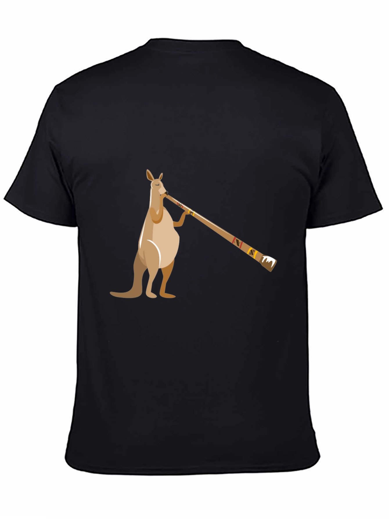 Kangaroo Didgeridoo T-Shirt - Black Cotton Tee