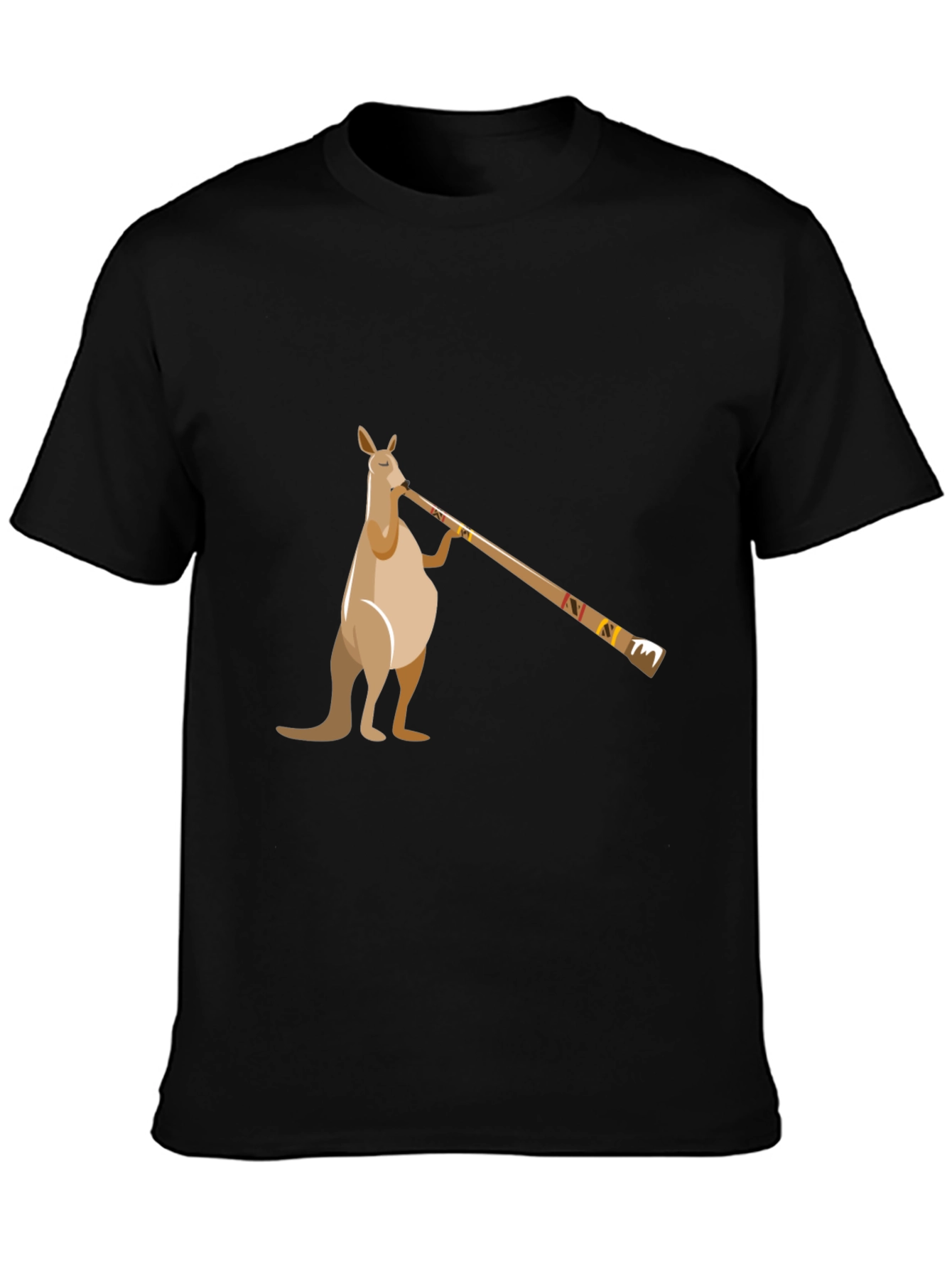 Kangaroo Didgeridoo T-Shirt - Black Cotton Tee