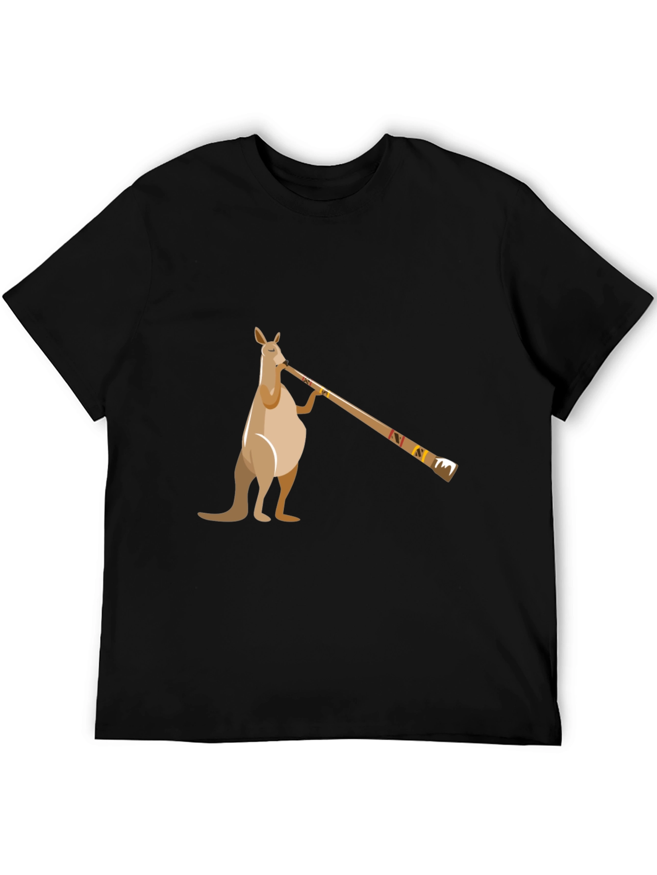 Kangaroo Didgeridoo T-Shirt - Black Cotton Tee