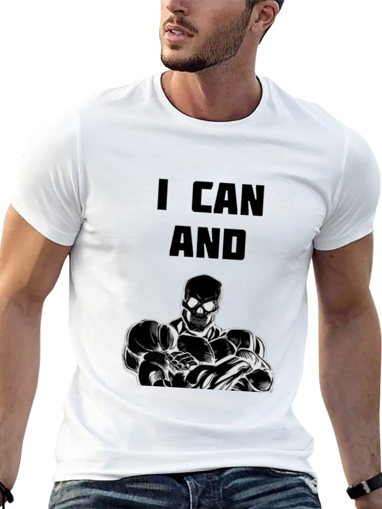 Skull Bodybuilder Black T-Shirt - I Can And...