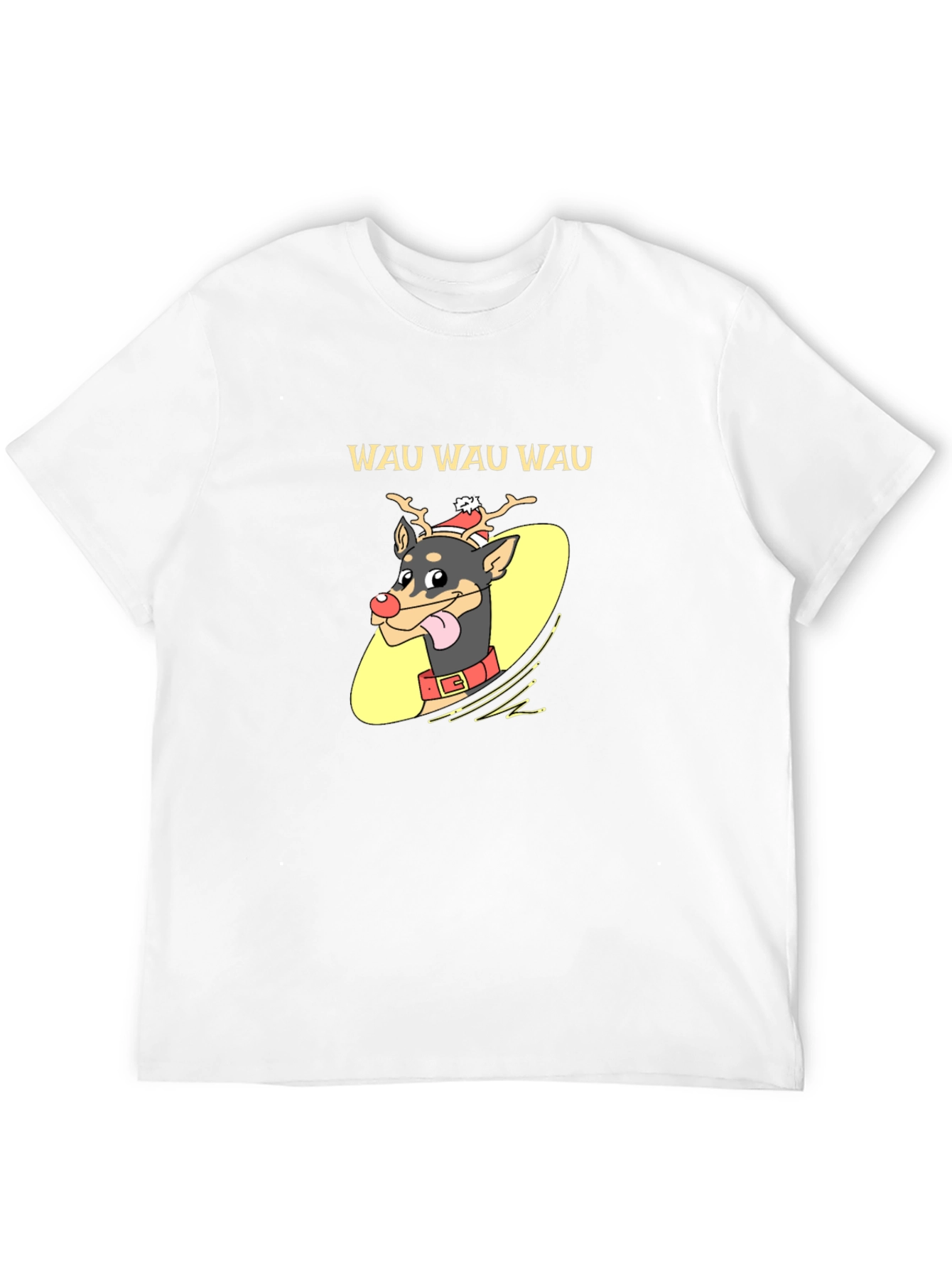 Festive Dog Graphic Tee - Holiday Humor Shirt