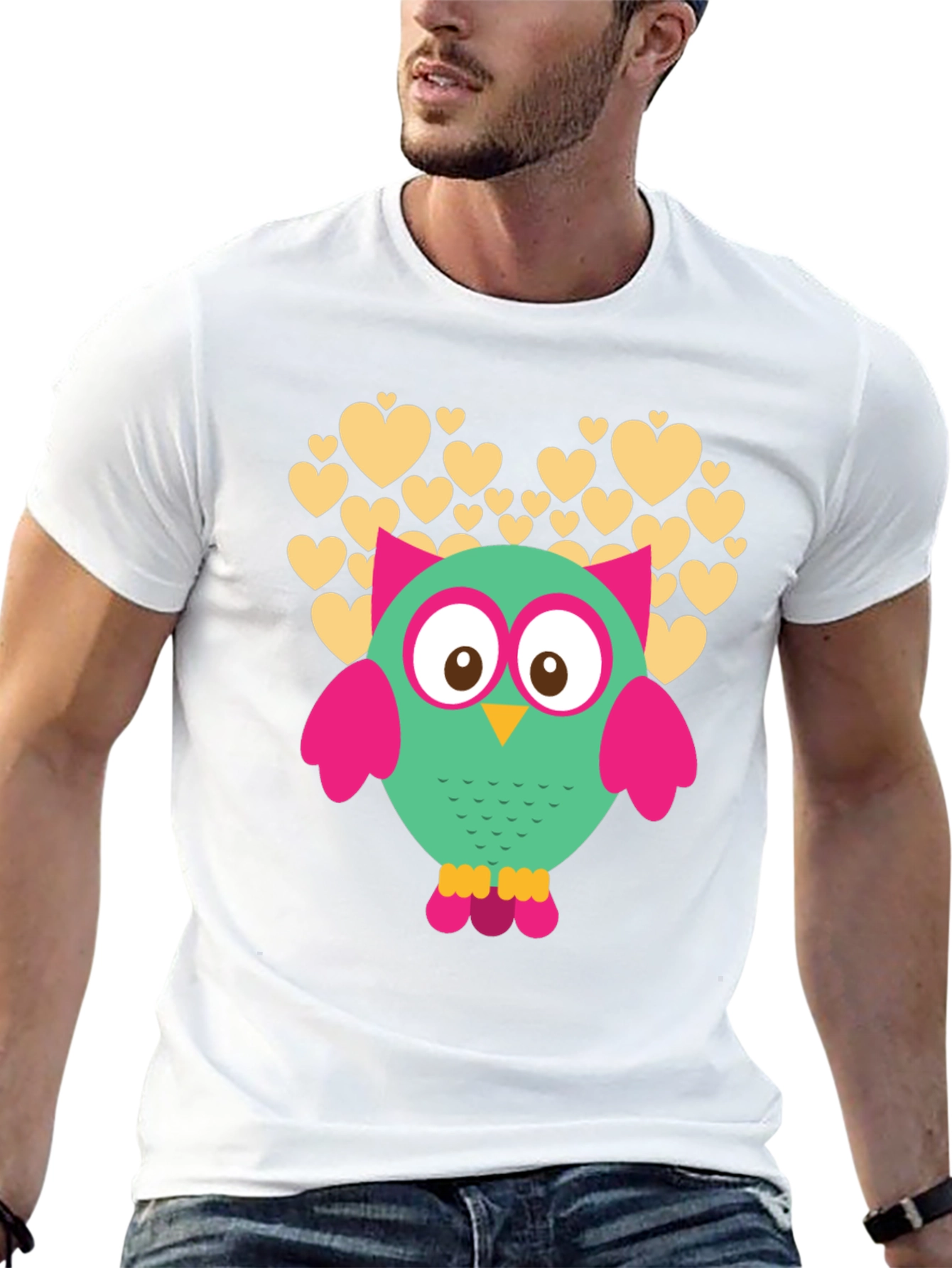 Owl Heart Graphic Black T-Shirt