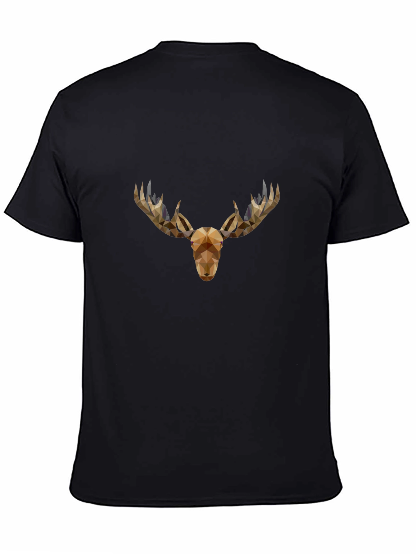 Geometric Moose Head Graphic Tee - Black