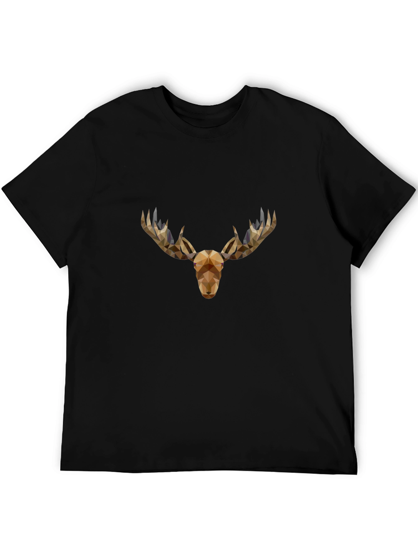 Geometric Moose Head Graphic Tee - Black