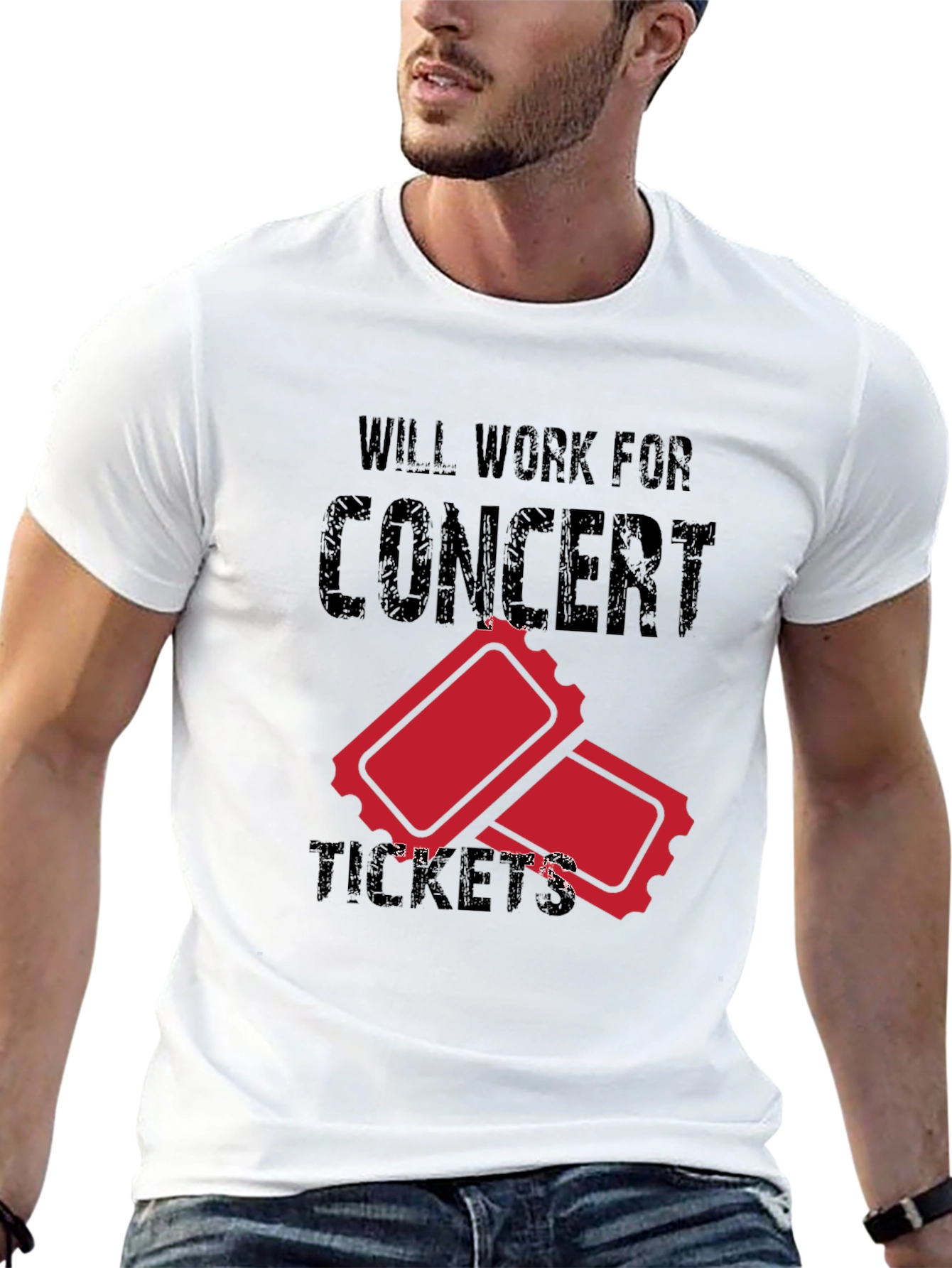 Will Work for Concert Tickets Graphic Tee
