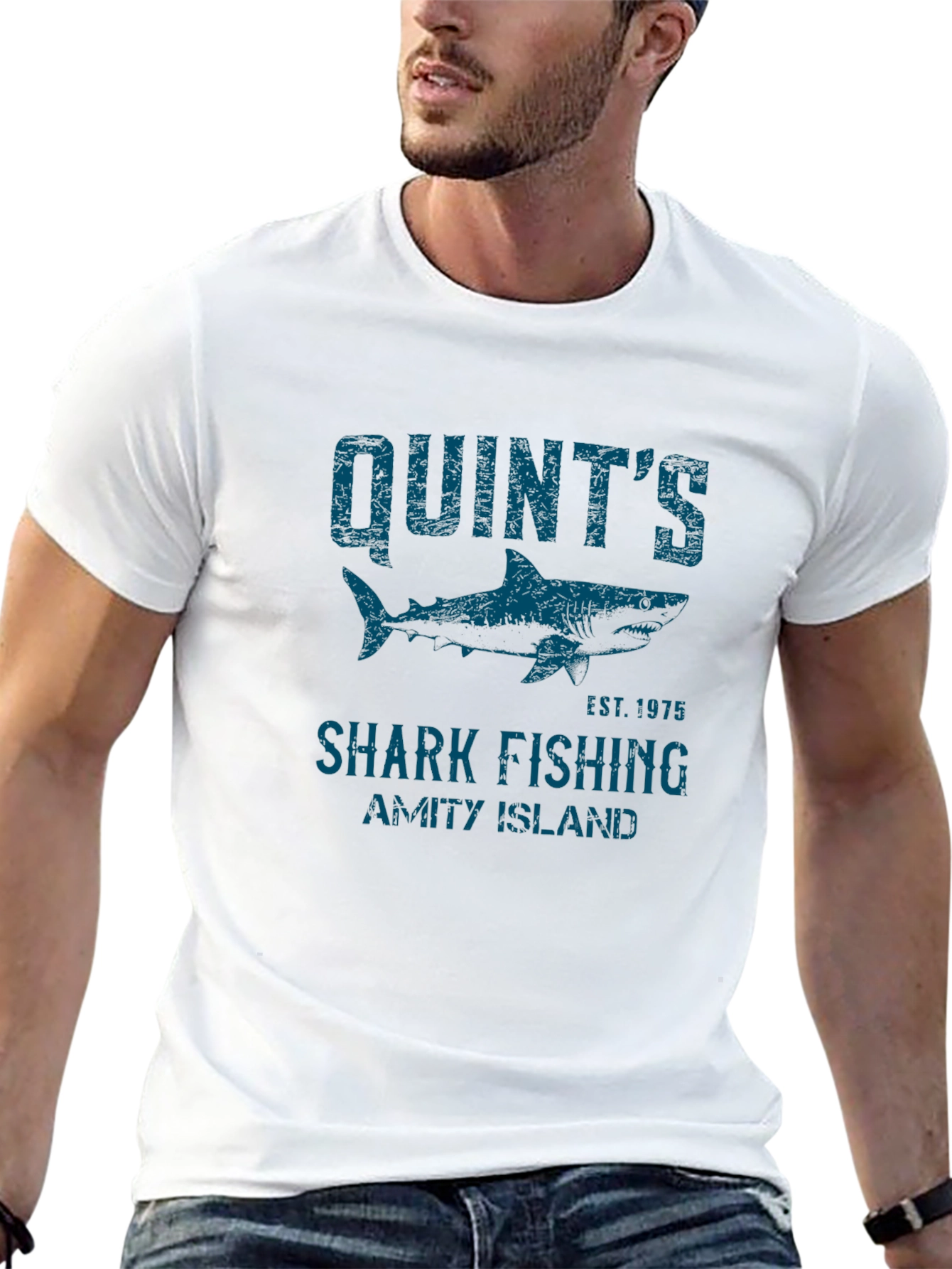 Quints Shark Fishing T-Shirt - Amity Island Est. 1975