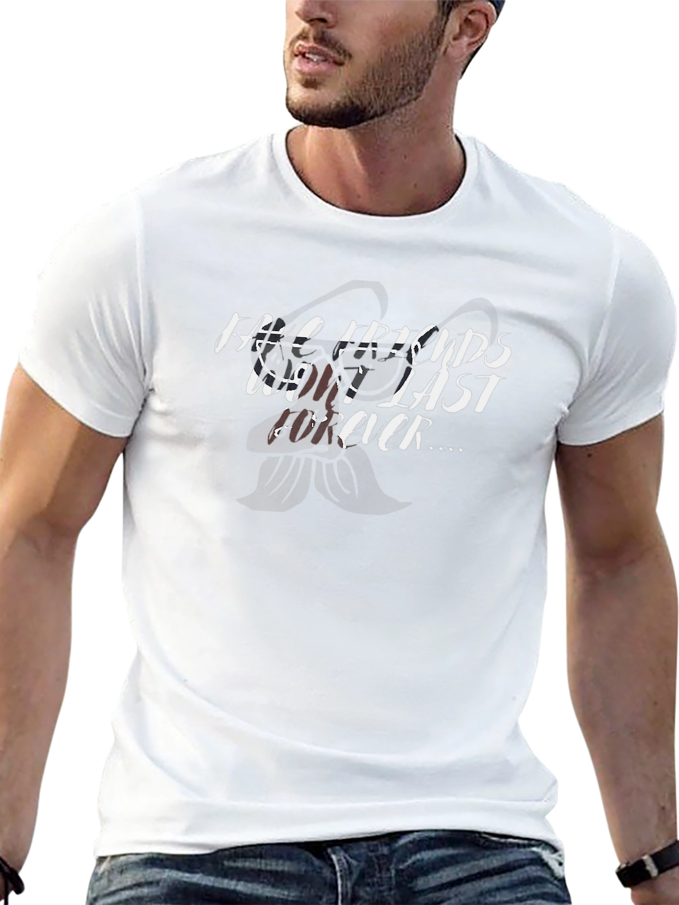 Mens Black T-Shirt: Fake Friends Dont Last Forever