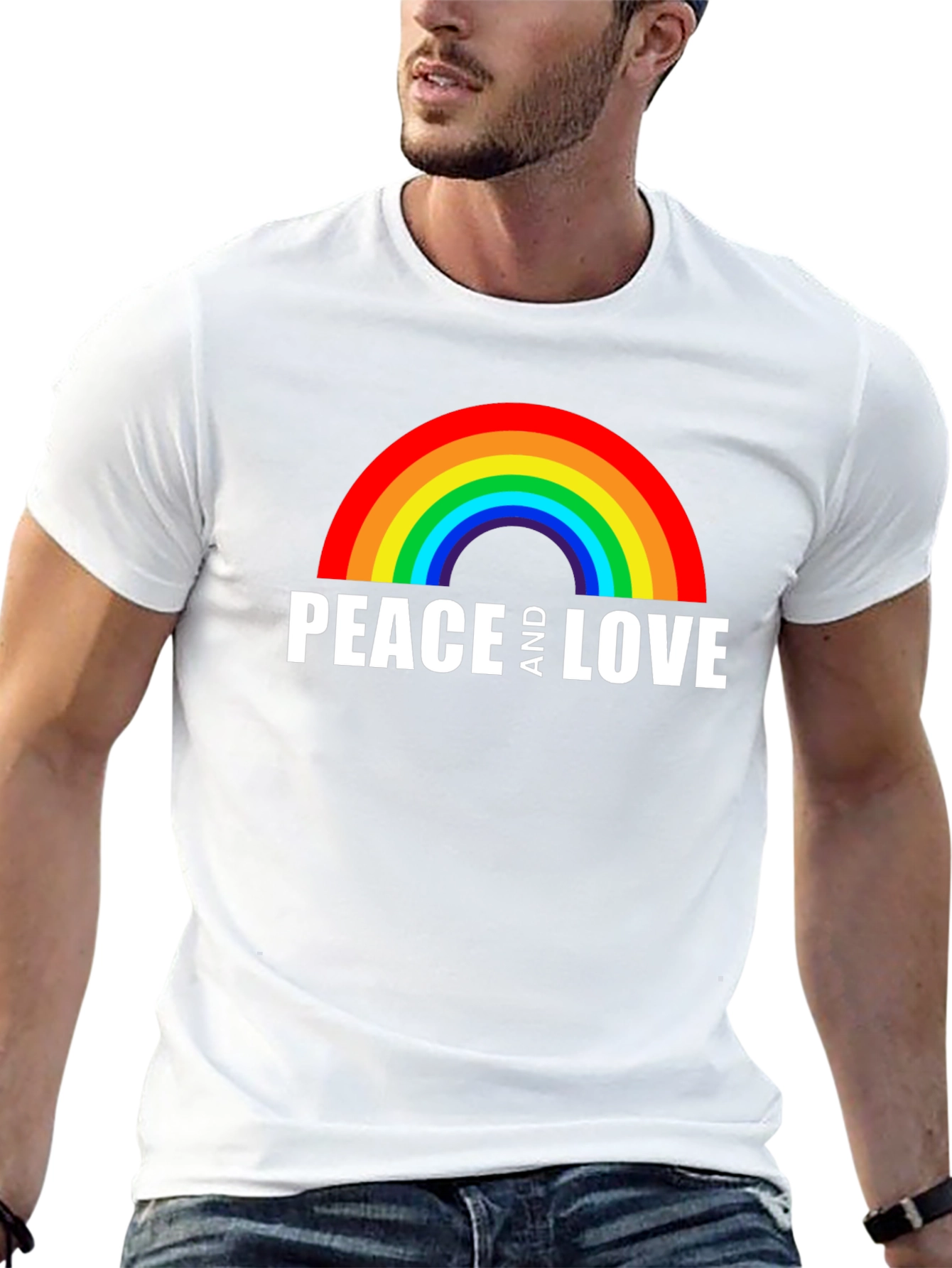 Peace and Love Rainbow Graphic Tee