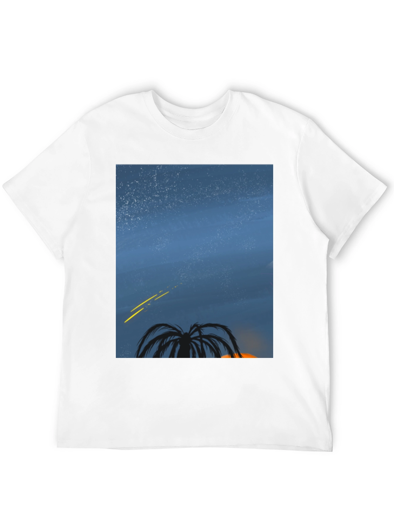 Night Sky Palm Tree Graphic Tee - Black