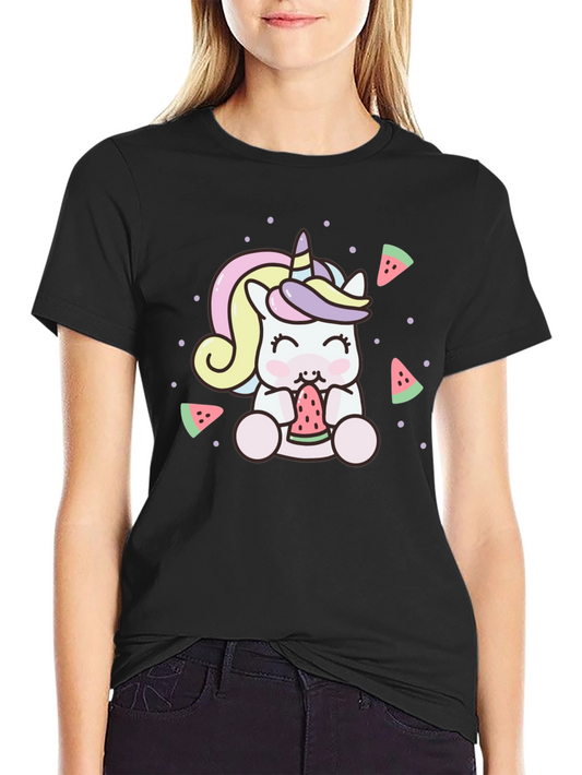 Unicorn Eating Watermelon Graphic Tee - Cute & Comfy