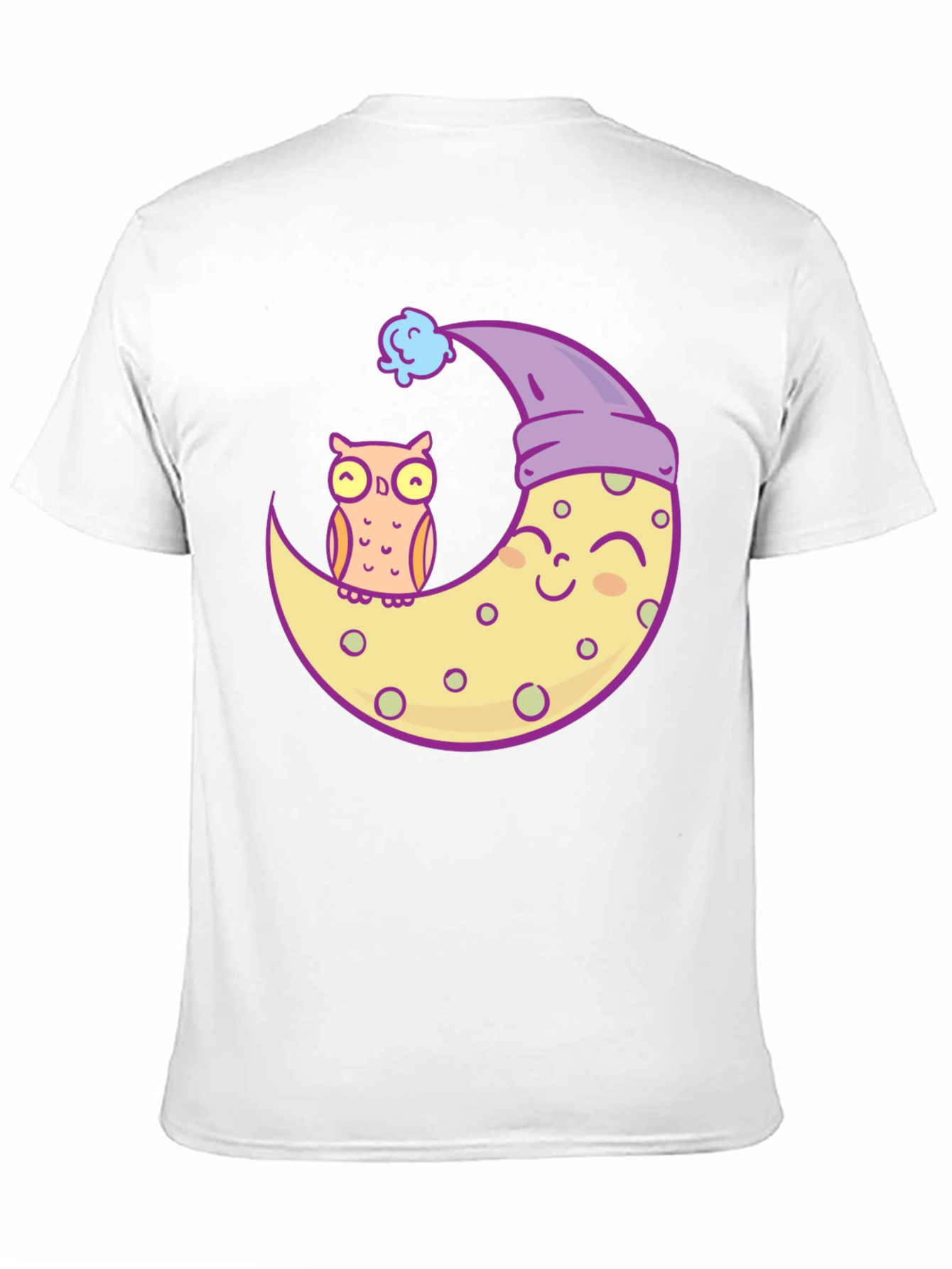 Owl and Moon Graphic Tee - Black Cotton T-Shirt
