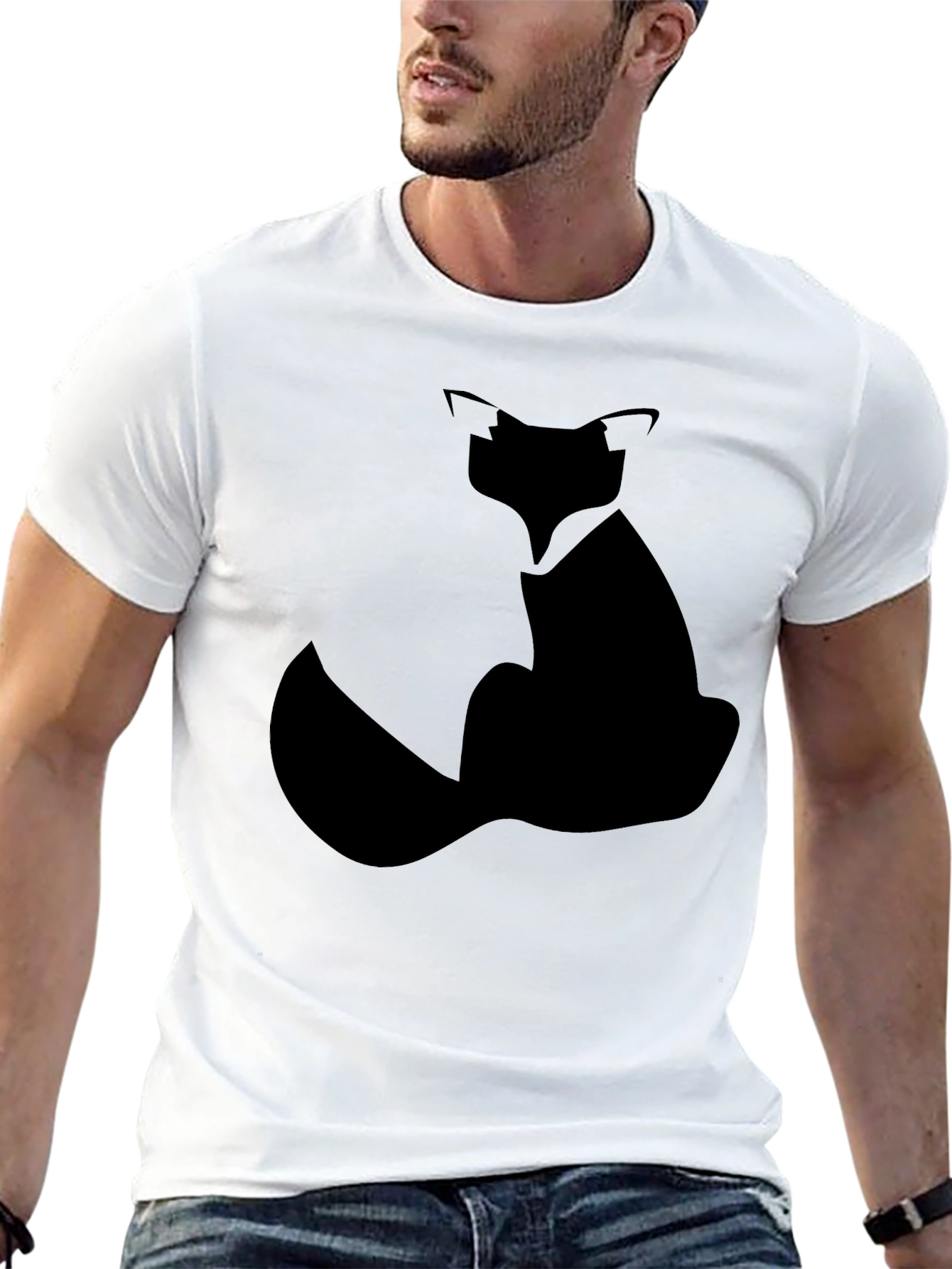 Minimalist Fox Silhouette Black Graphic T-Shirt