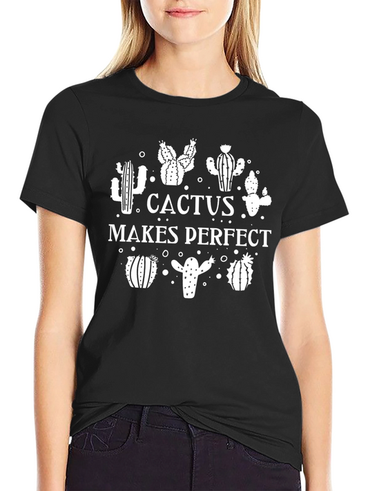 Cactus Makes Perfect Graphic T-Shirt - Black