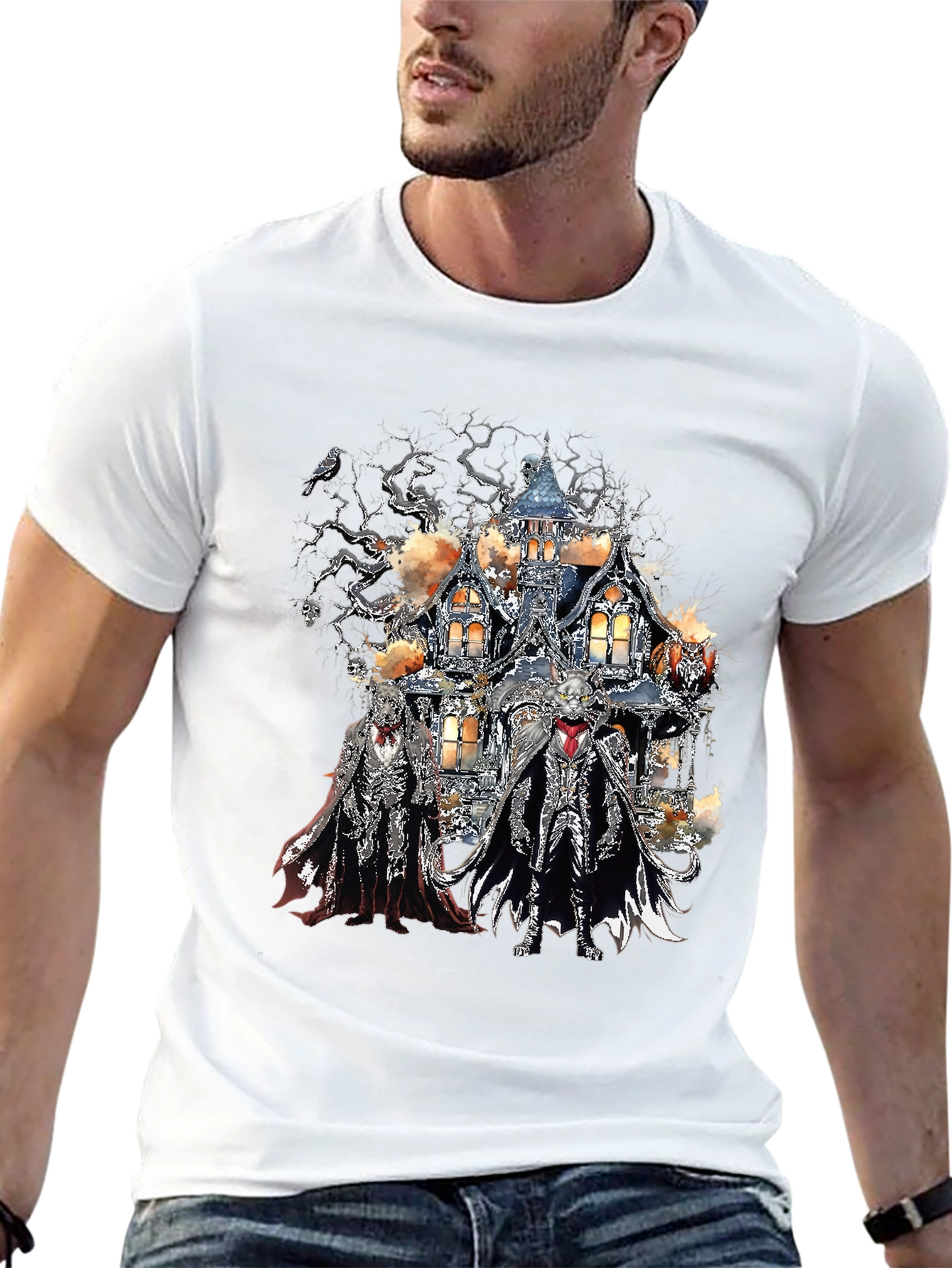 Haunted House Skeleton Crew Black T-Shirt