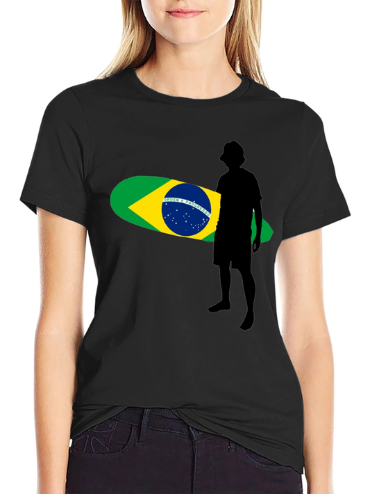 Brazil Surfboard Graphic Tee - Stylish Black T-Shirt