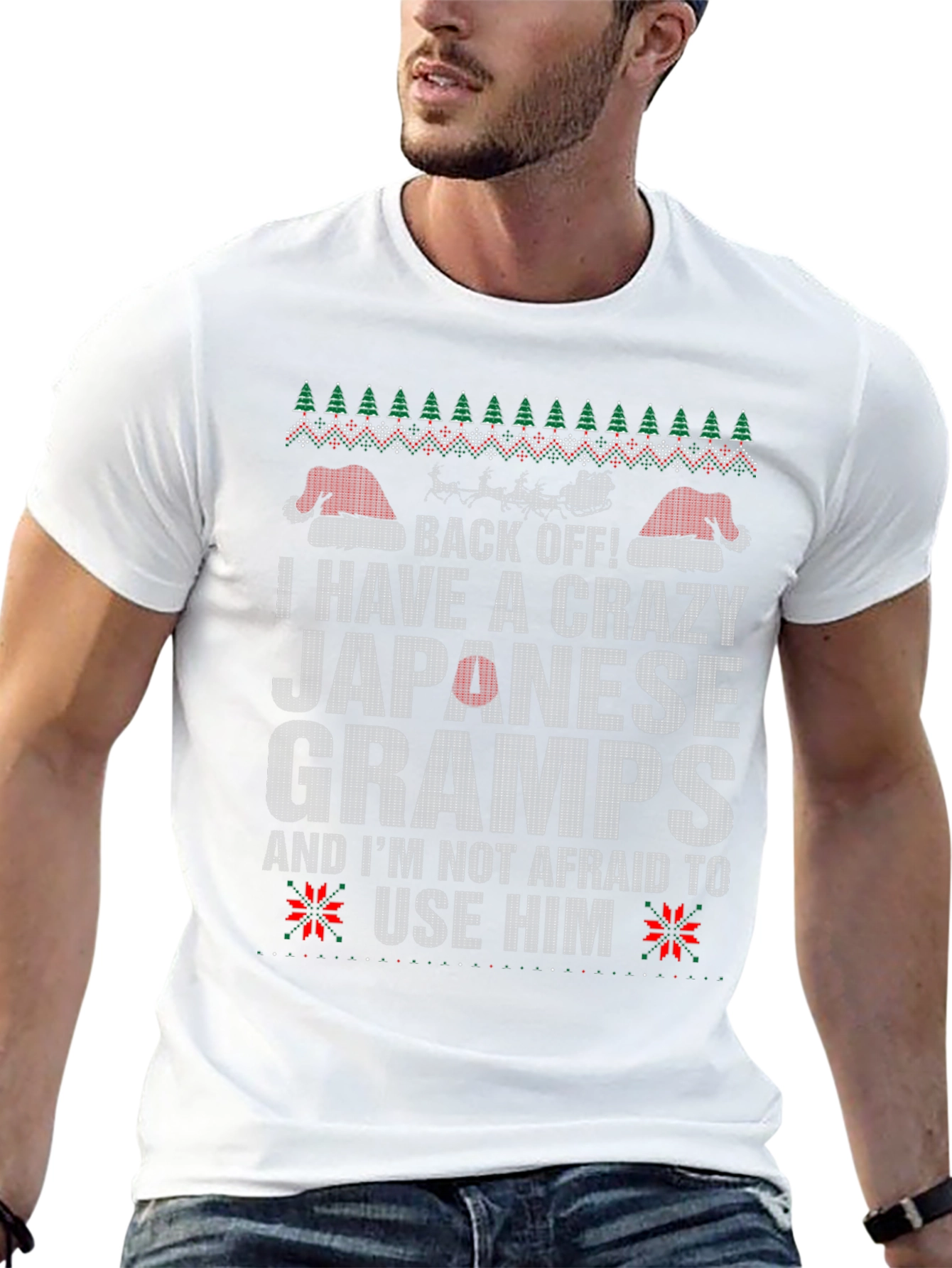 Crazy Japanese Gramps Ugly Christmas Sweater T-Shirt