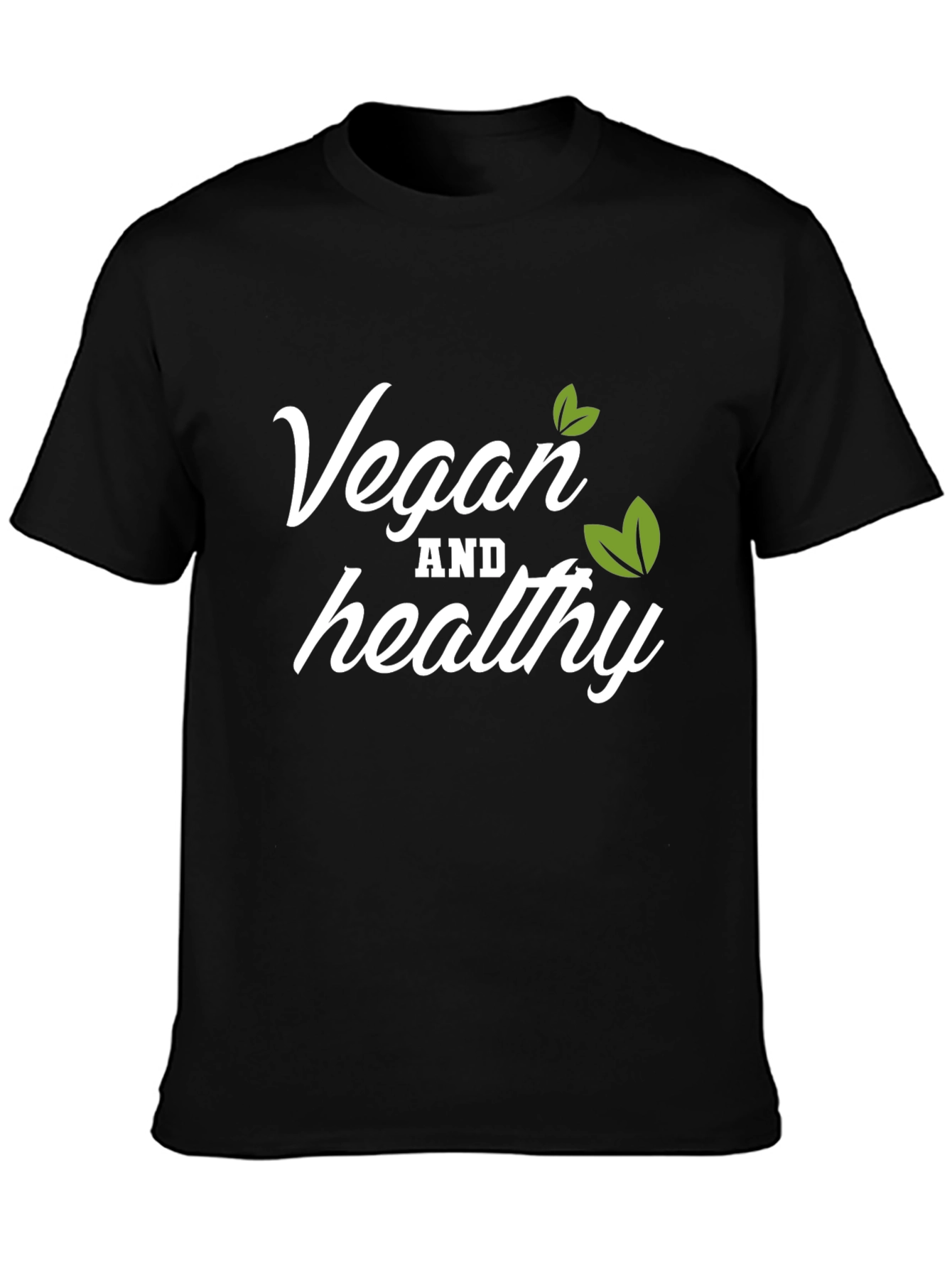 Vegan and Healthy T-Shirt Black Crew Neck