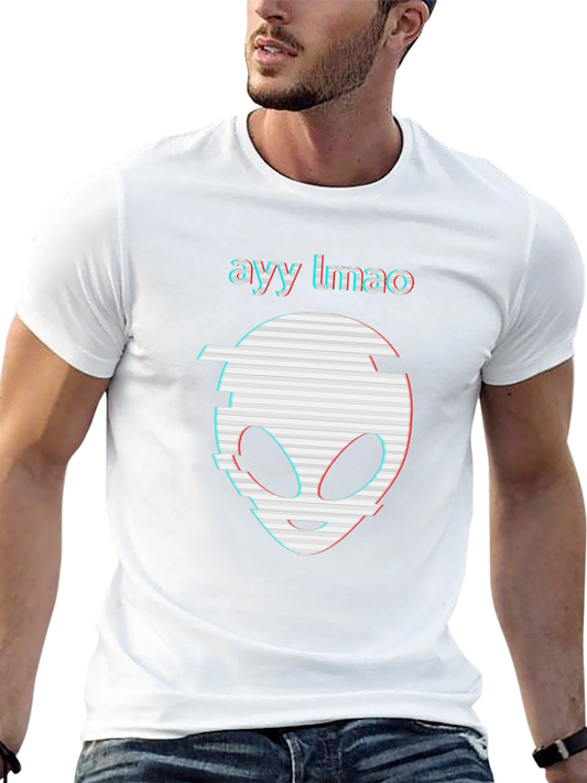 Ayy Lmao Alien Glitch Graphic Black T-Shirt