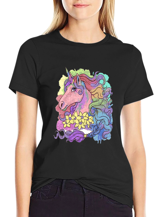 Unicorn Graphic Tee - Black Cotton Shirt