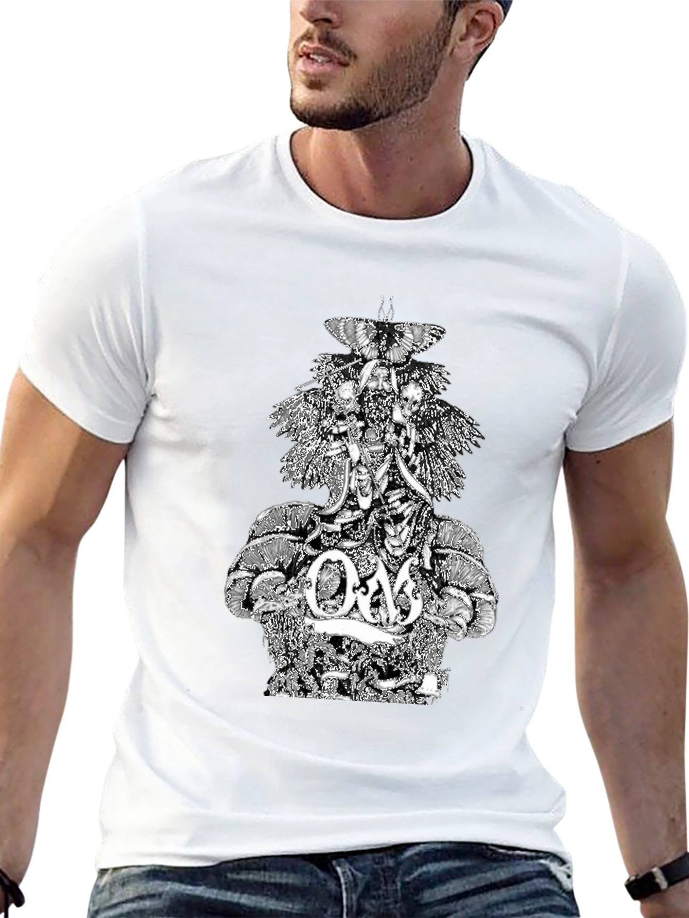 Om Band Graphic Tee - Black Cotton T-Shirt