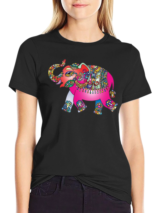 Elephant Graphic Tee - Black Casual T-Shirt