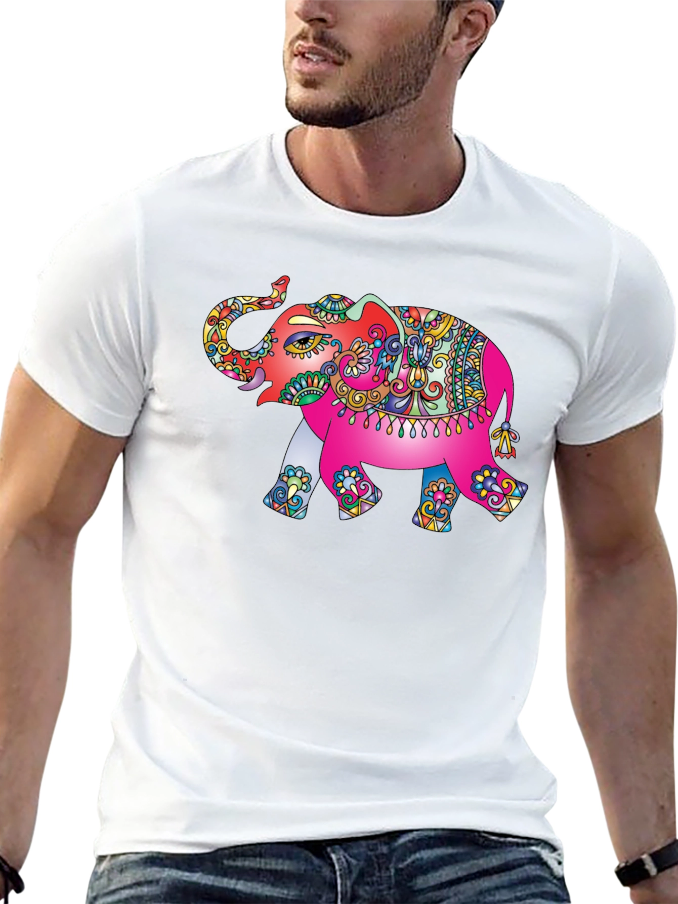 Elephant Graphic Tee - Black Casual T-Shirt