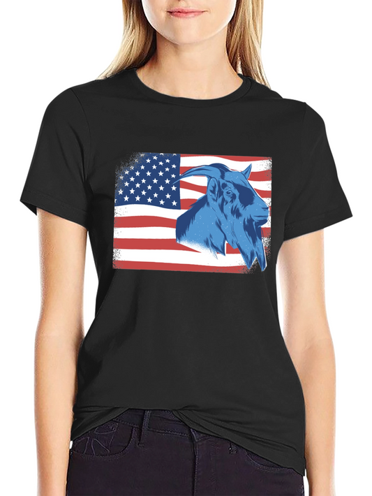 Goat USA Flag T-Shirt - Patriotic Graphic Tee