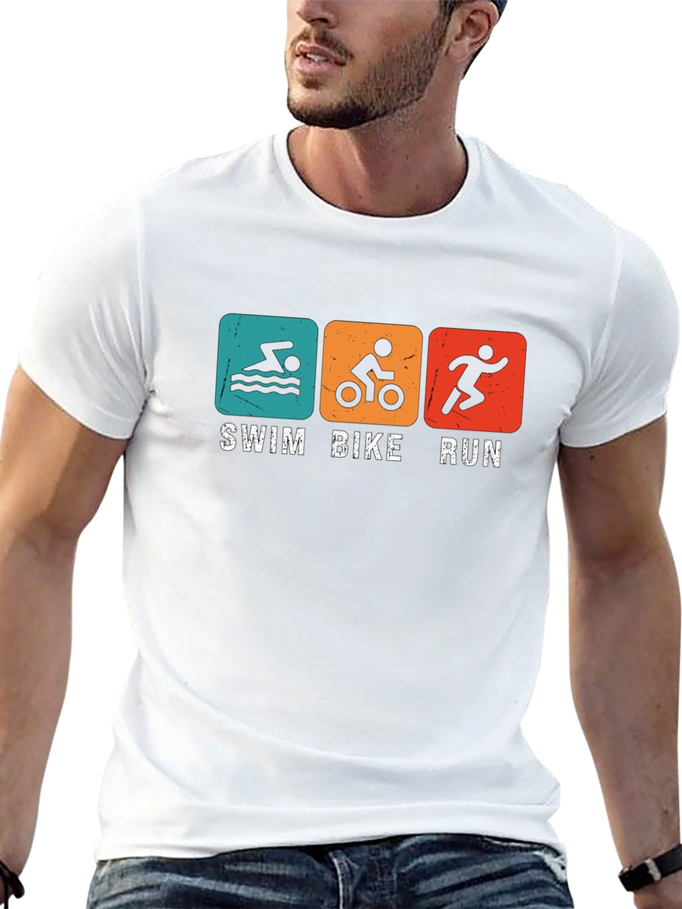 Triathlon Swim Bike Run T-Shirt - Black