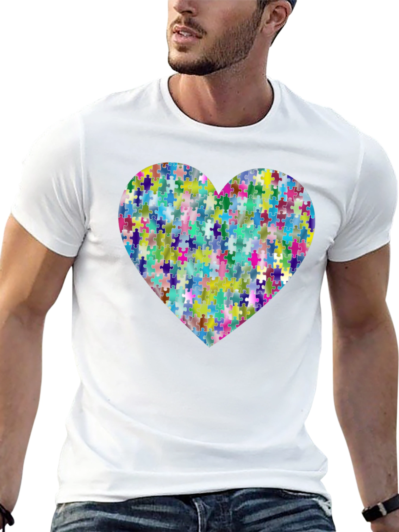 Puzzle Piece Heart Graphic T-Shirt