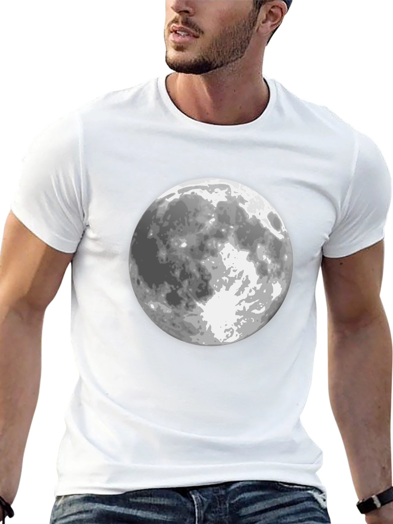 Moon Graphic Black T-Shirt for Men