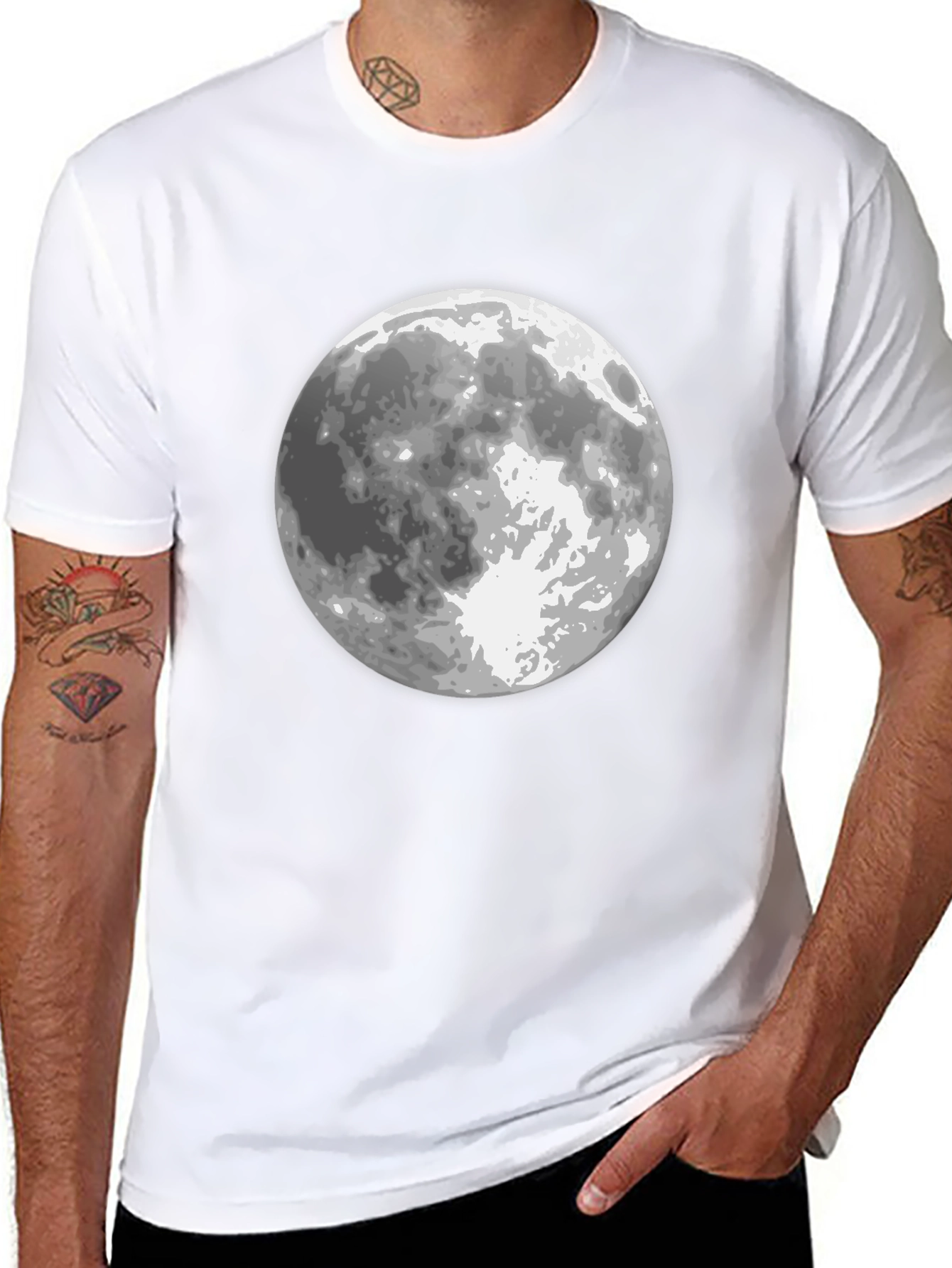 Moon Graphic Black T-Shirt for Men